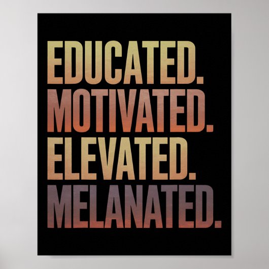 Educated Motivated Elevated Melanated Black Histor Poster (Voorkant)