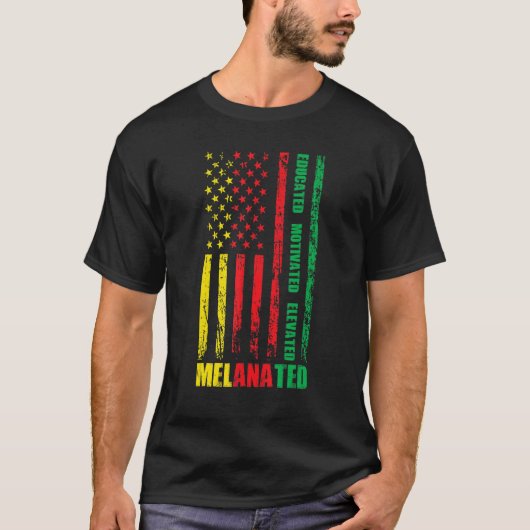 Educated Motivated Elevated Melanated US Flag For T-shirt (Voorkant)