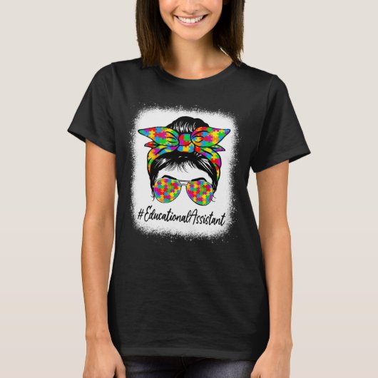 Educatieve assistent Messy Bun Vrouwen Autisme Awa T-shirt (Voorkant)