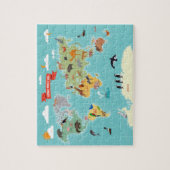 Educatieve dieren van de Wereldkaart Legpuzzel (Verticaal)