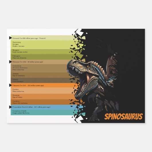 Educatieve Dino Evolution, Kinderen Verjaardagscad Inpakpapier Vel (Voorkant 3)