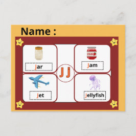Educatieve Flitskaart Alfabet Letter J voor Kinder Briefkaart