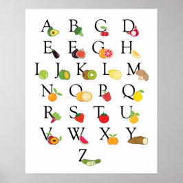 Educatieve groenten en fruit ABC Alphabet Classroo Poster