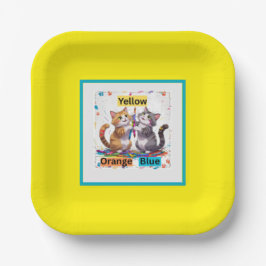 Educatieve Kleurrijke Grappige Kattenfeest  Papieren Bordje