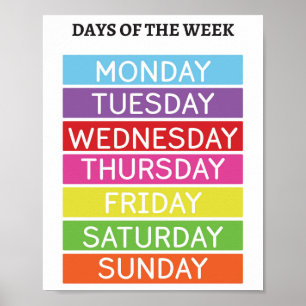 Educatieve poster dagen van de week