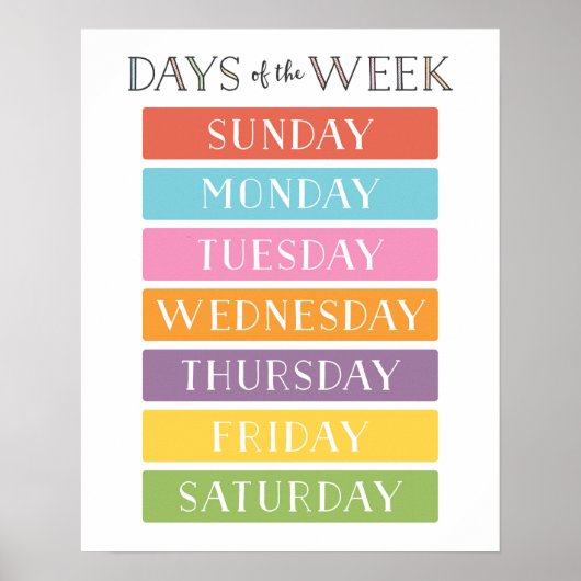 Educatieve Poster Dagen van de Week (Voorkant)