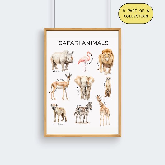 Educatieve Poster over Safari Dieren