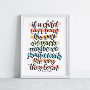 Educatieve Quote Typografie Rainbow Stripes Poster