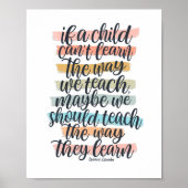 Educatieve Quote Typografie Rainbow Stripes Poster (Voorkant)