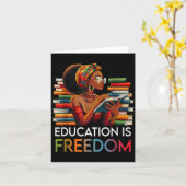 Education Is Dom Black Teacher Books Black History Kaart (Gele Bloem)