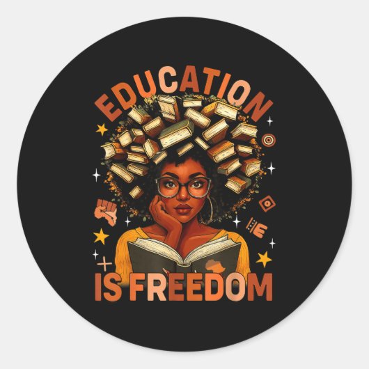 Education Is Dom Black Teacher Books Black History Ronde Sticker (Voorkant)