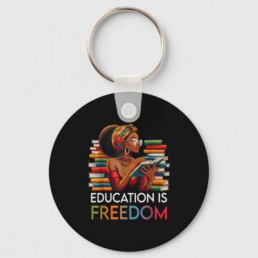 Education Is Dom Black Teacher Books Black History Sleutelhanger (Voorkant)