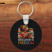 Education Is Dom Black Teacher Books Black History Sleutelhanger (Voorkant)