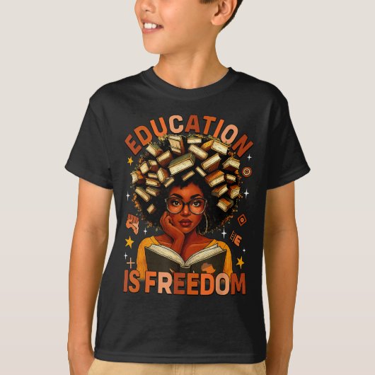 Education Is Dom Black Teacher Books Black History T-shirt (Voorkant)