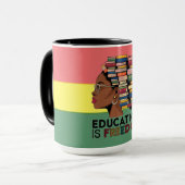 Education Is Freedom Afro Profile Design Mok (Voorkant links)