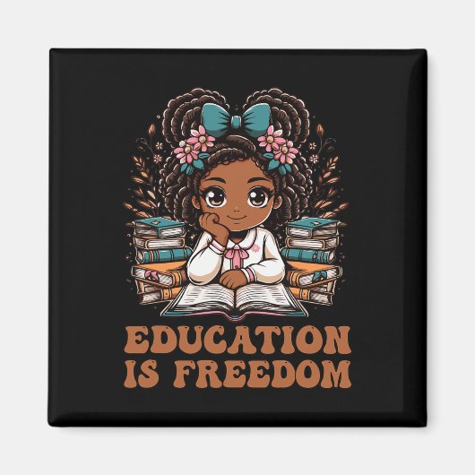 Education Is Freedom Book Reader Black History Mon Magneet (Voorkant)