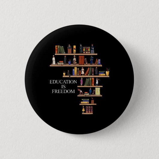 Education Is Freedom Book Reader Black History Mon Ronde Button 5,7 Cm (Voorkant)