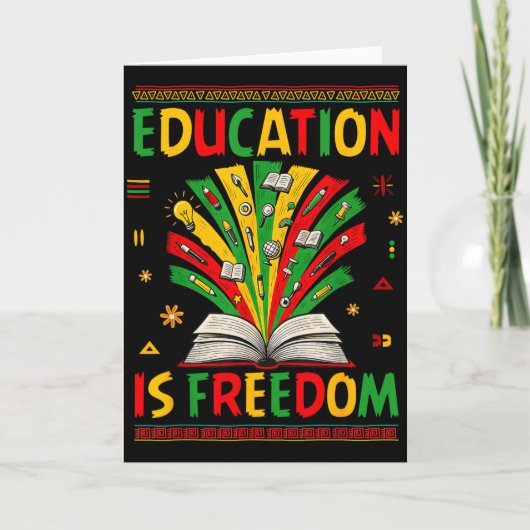 Education Is Freedom Books Lover Black History Mon Kaart (Voorkant)