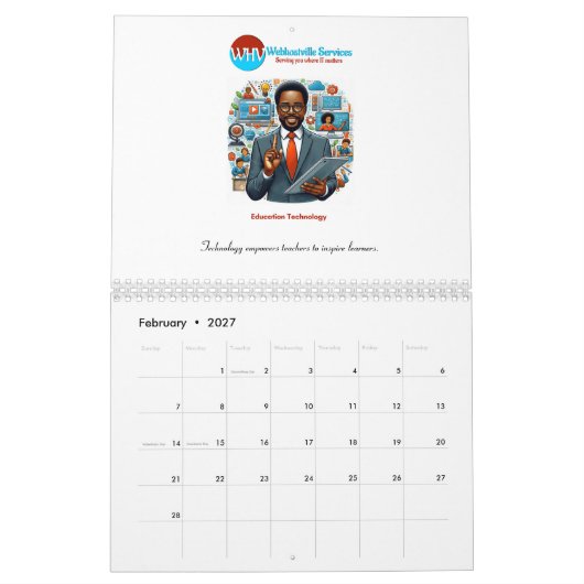 Education Technology Calendar - inspirerende citat Kalender (Feb 2027)