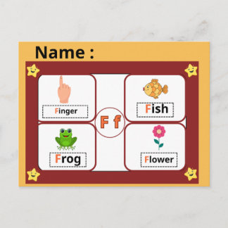  Educational Alphabet Letter F Flashcard for Kids  Briefkaart