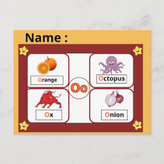 Educational Alphabet Letter O Flashcard for Kids  Briefkaart