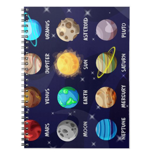 Educational Planets Notebook – Solar System Notitieboek (Voorkant)