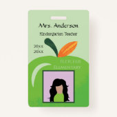 Educator Green Apple Vertical Photo ID-badge Badge (Voorkant)
