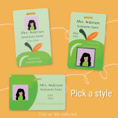 Educator Green Apple Vertical Photo ID-badge Badge