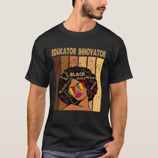 Educator Innovator Afro African American Black His T-shirt (Voorkant)