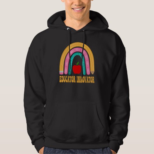 Educator Innovator Rainbow Cute Back To School App Hoodie (Voorkant)