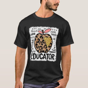 Educator Leraar Leopard Apple Love Team Terug naar T-shirt