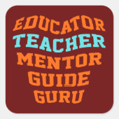 EDUCATOR-LERENMENTOR GURU VIERKANTE STICKER (Voorkant)