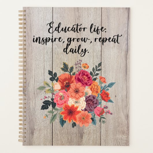 Educator Life Inspire Grow Repeat Daily Design Planner (Voorkant)