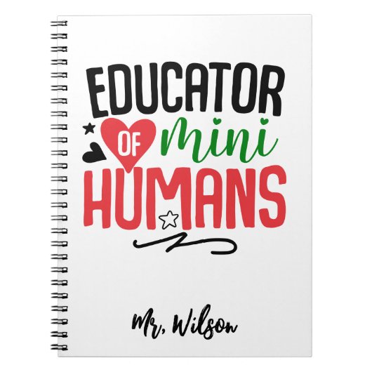 Educator of Mini Humans Notebook – Funny Teacher  Notitieboek (Voorkant)
