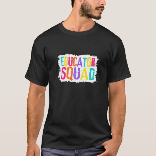 Educator Squad Colorful Paint Brush T-shirt (Voorkant)