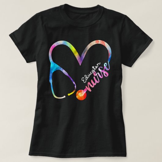 Educator Zurse Watercol Love Heart Stethoscoop RN T-shirt (Design voorkant)
