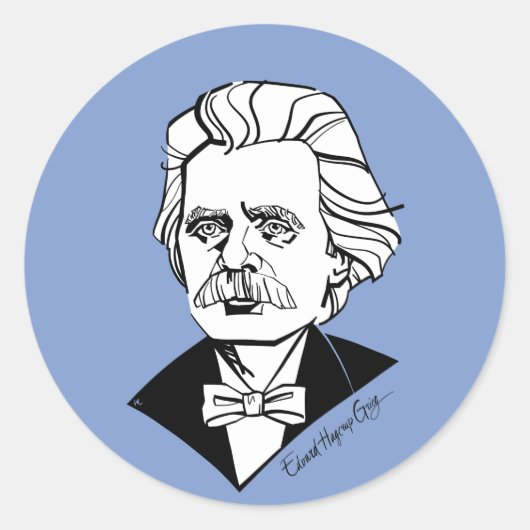 Edvard Grieg Ronde Sticker (Voorkant)