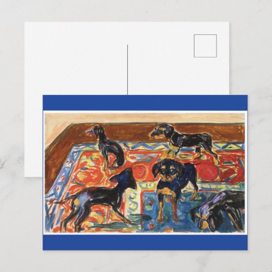 Edvard Munch, 5 Puppies op tapijten Briefkaart (Voorkant / Achterkant)