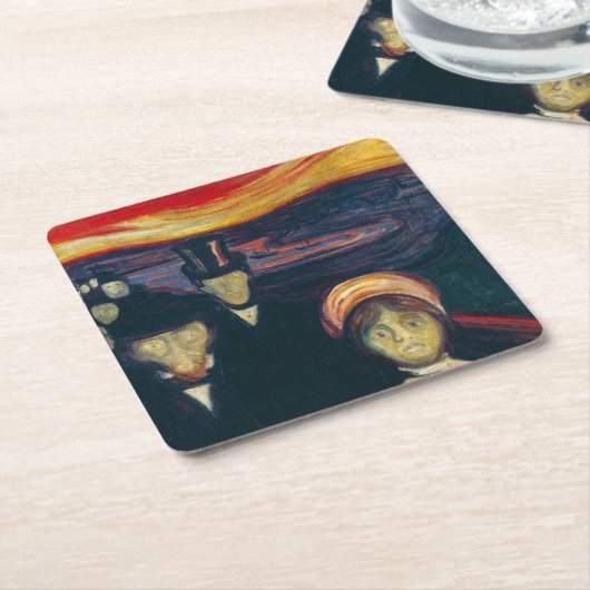 Edvard Munch - Angst Kartonnen Onderzetters (Schuin)