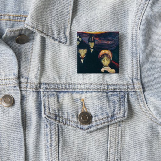 Edvard Munch - Angst Vierkante Button 5,1 Cm (In situ)