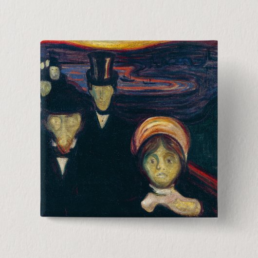 Edvard Munch - Angst Vierkante Button 5,1 Cm (Voorkant)