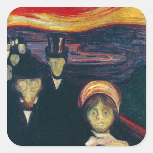 Edvard Munch - Angst Vierkante Sticker (Voorkant)