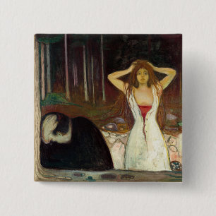 Edvard Munch - Ashes Vierkante Button 5,1 Cm