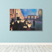 Edvard Munch - Avond op Karl Johanstraat Canvas Afdruk (Insitu (Houten vloer))