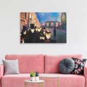 Edvard Munch - Avond op Karl Johanstraat Canvas Afdruk (Insitu (Woonkamer))