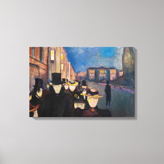 Edvard Munch - Avond op Karl Johanstraat Canvas Afdruk (Voorkant)