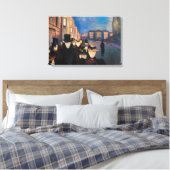 Edvard Munch - Avond op Karl Johanstraat Canvas Afdruk (Insitu (Slaapkamer))
