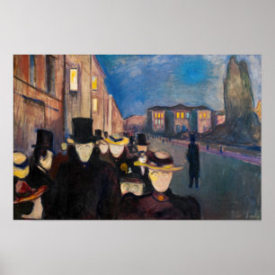 Edvard Munch - Avond op Karl Johanstraat Poster