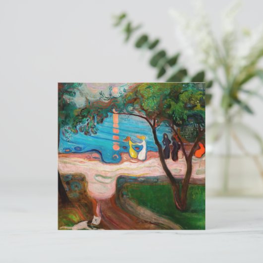Edvard Munch - Dans op het strand Bedankkaart (Staand voorkant)