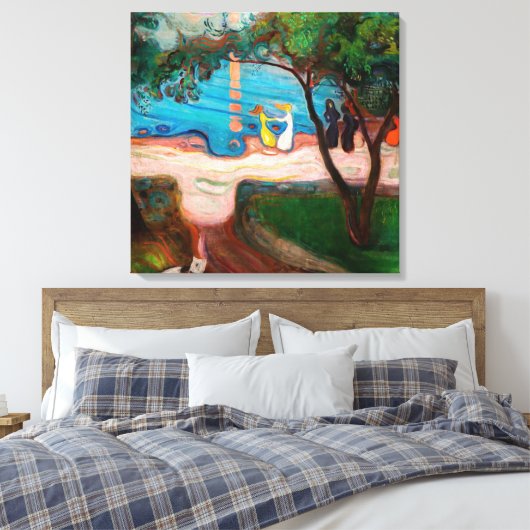 Edvard Munch - Dans op het strand Canvas Afdruk (Insitu (Slaapkamer))